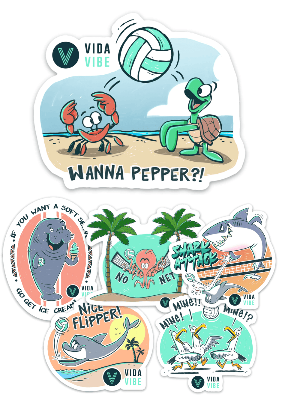 Big Kahuna Sticker Volleyball Pack
